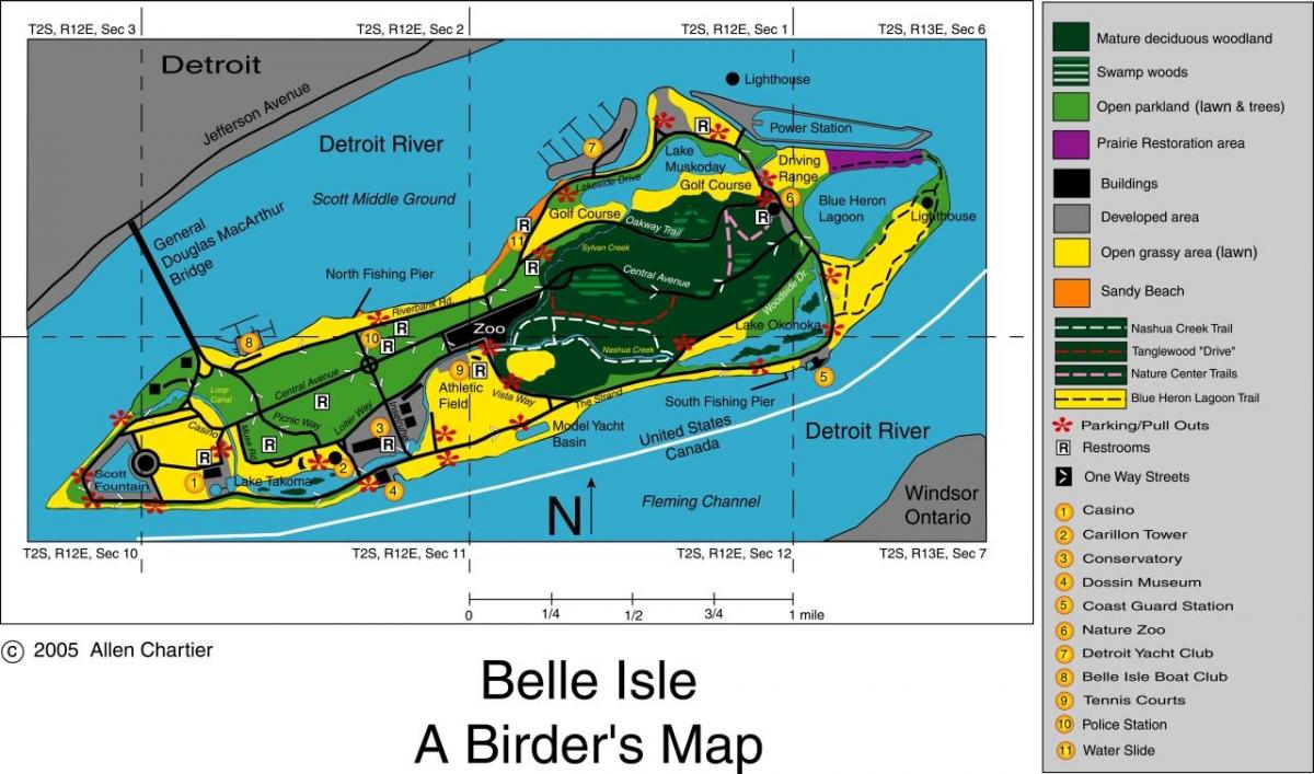 картата Belle-Остров в Детройт