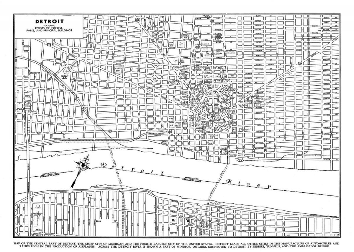 Град Детройт карта на улиците