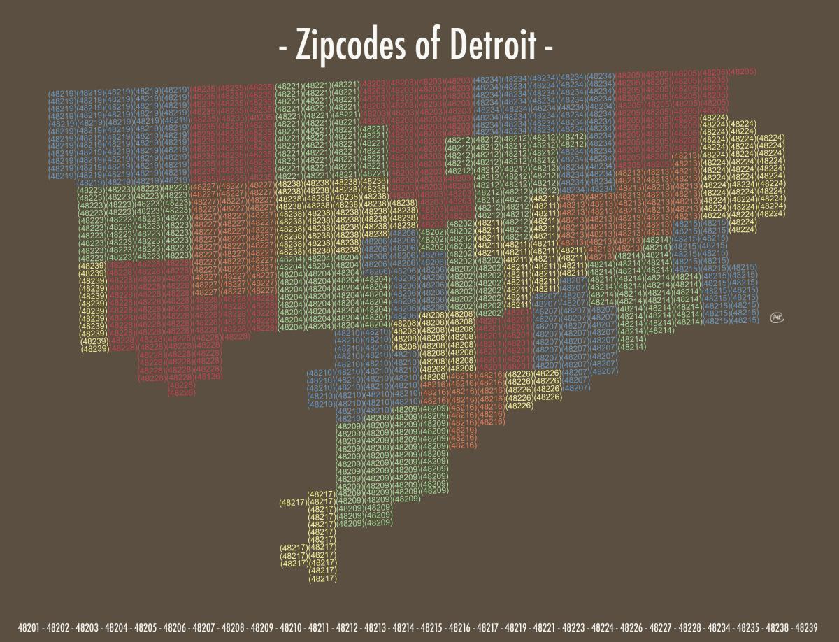 Пощенски код карта Детройт