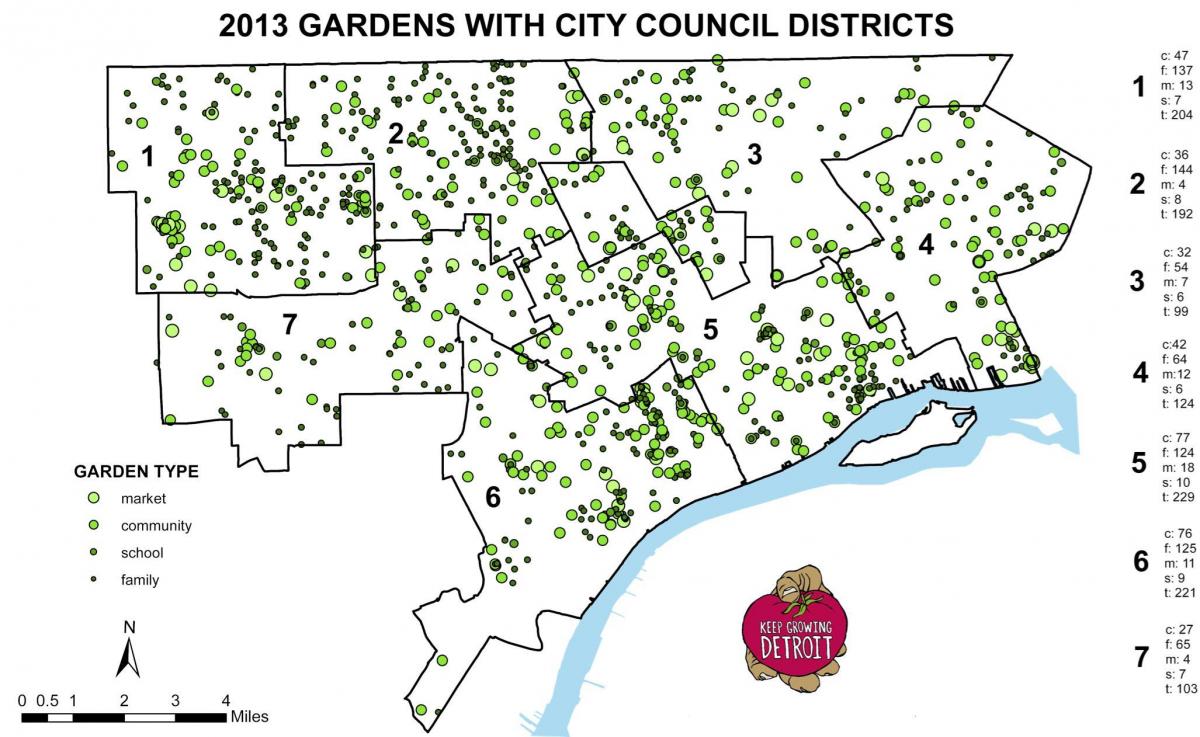 карта на Детройт градина