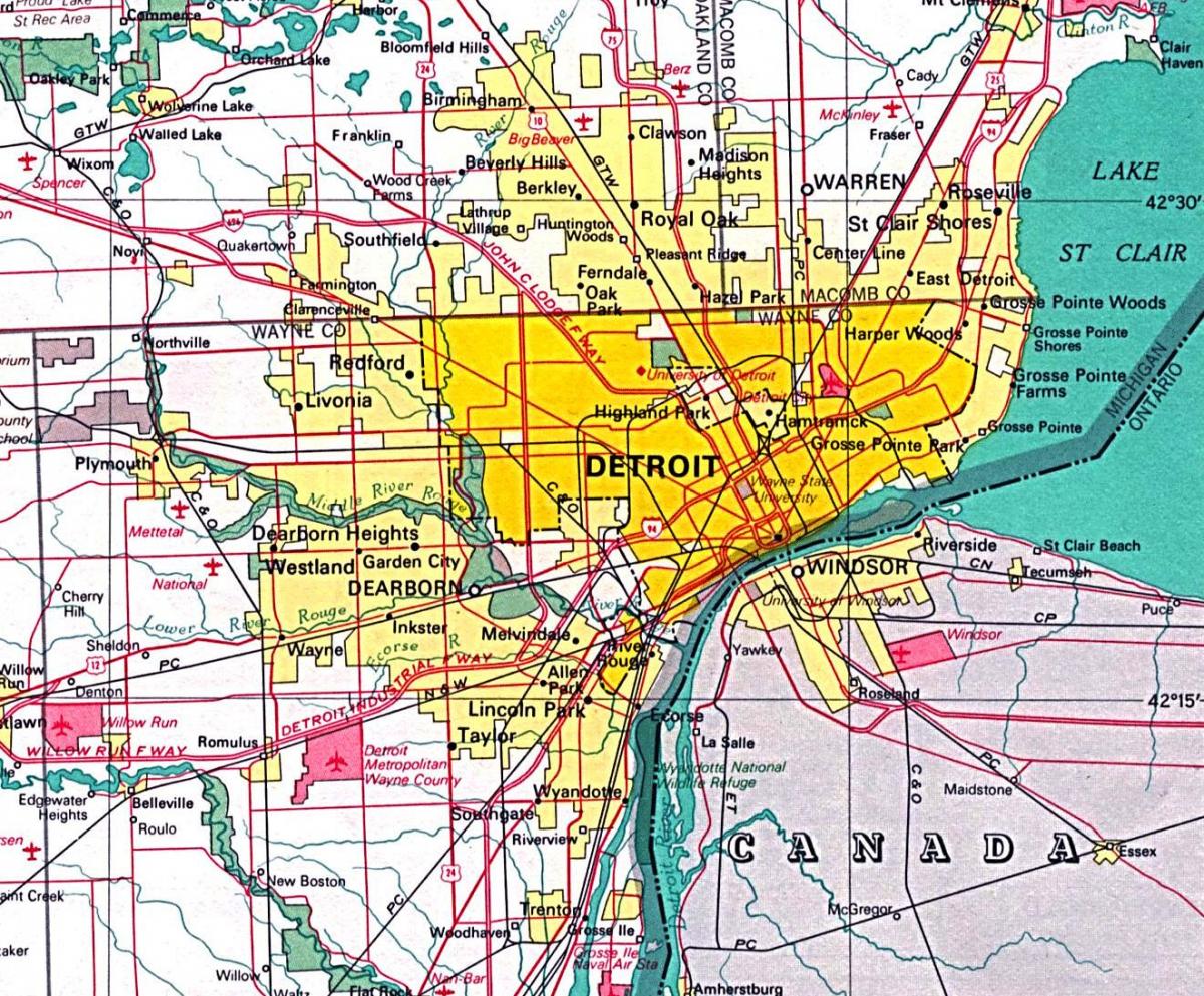 картата на Детройт