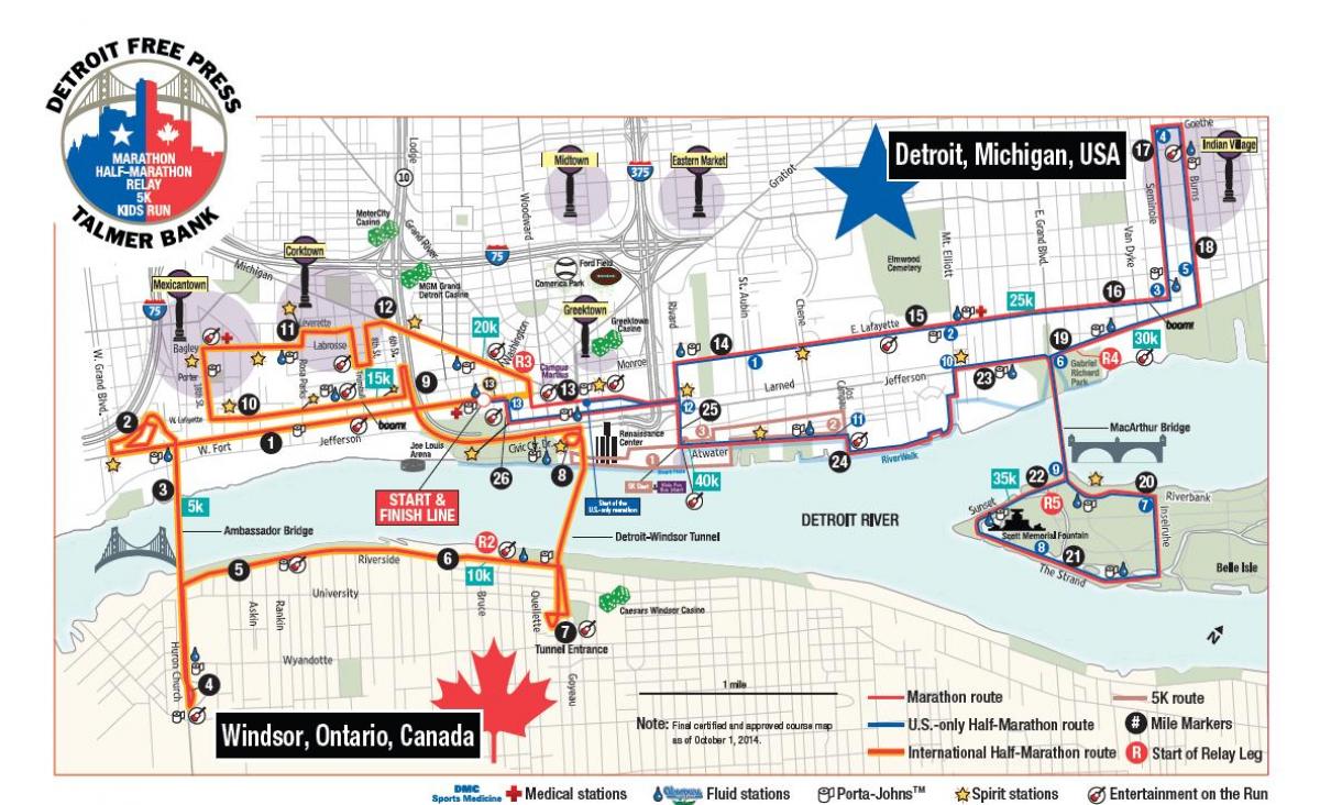 карта на Детройт маратон