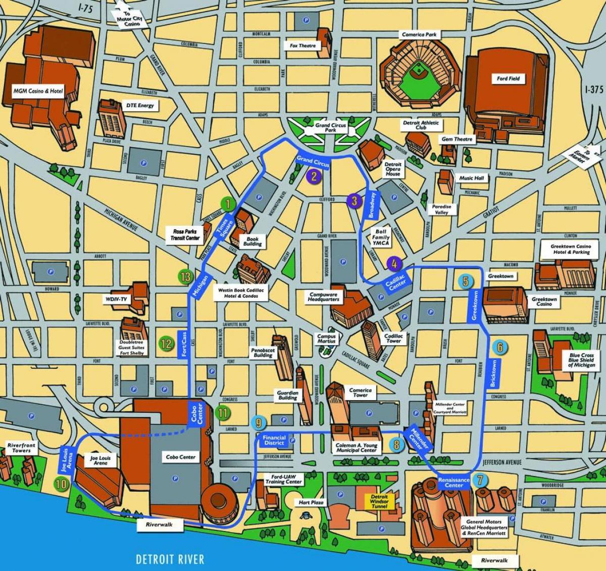 Детройт туристическа карта