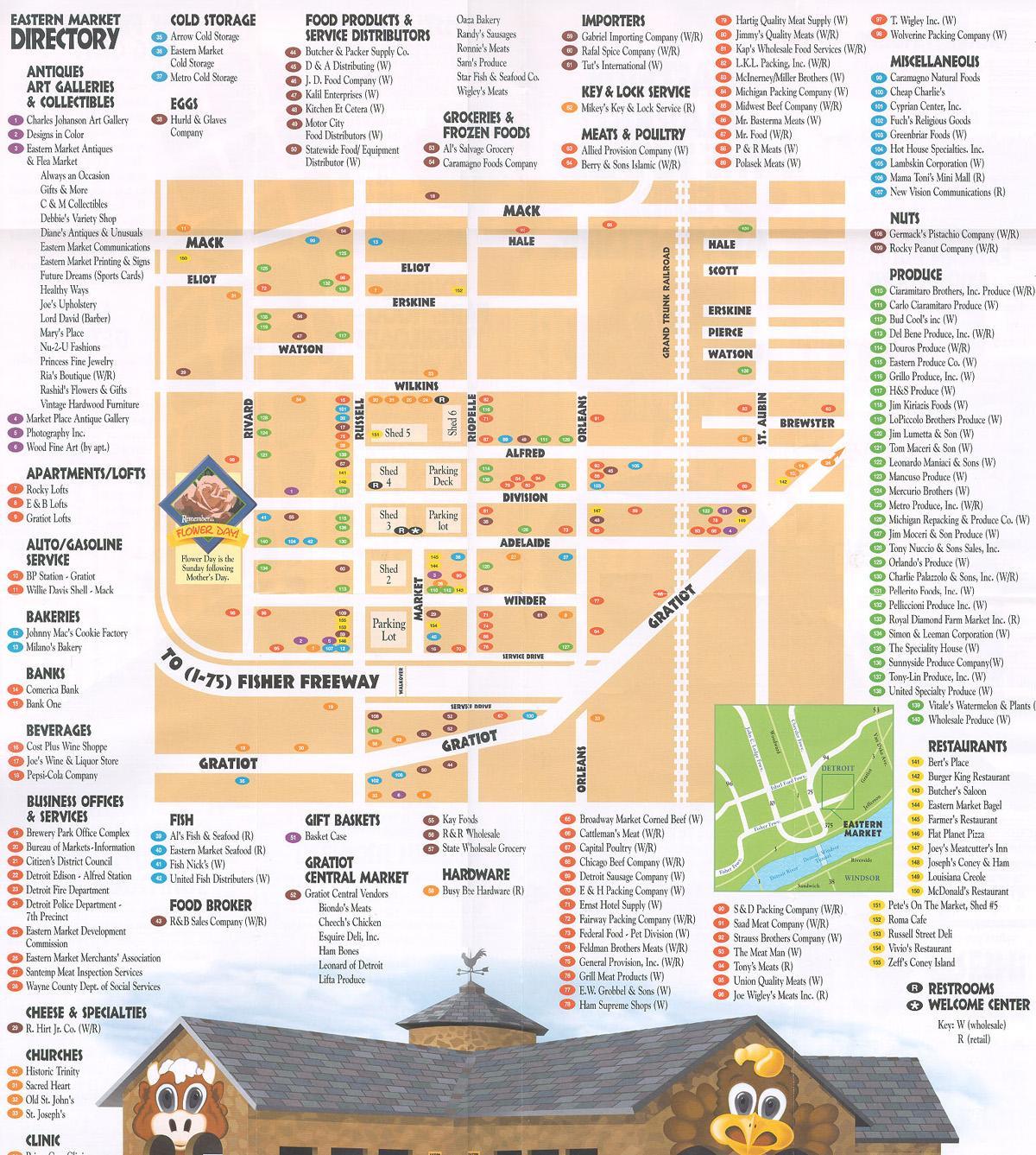 карта на източния пазар Детройт
