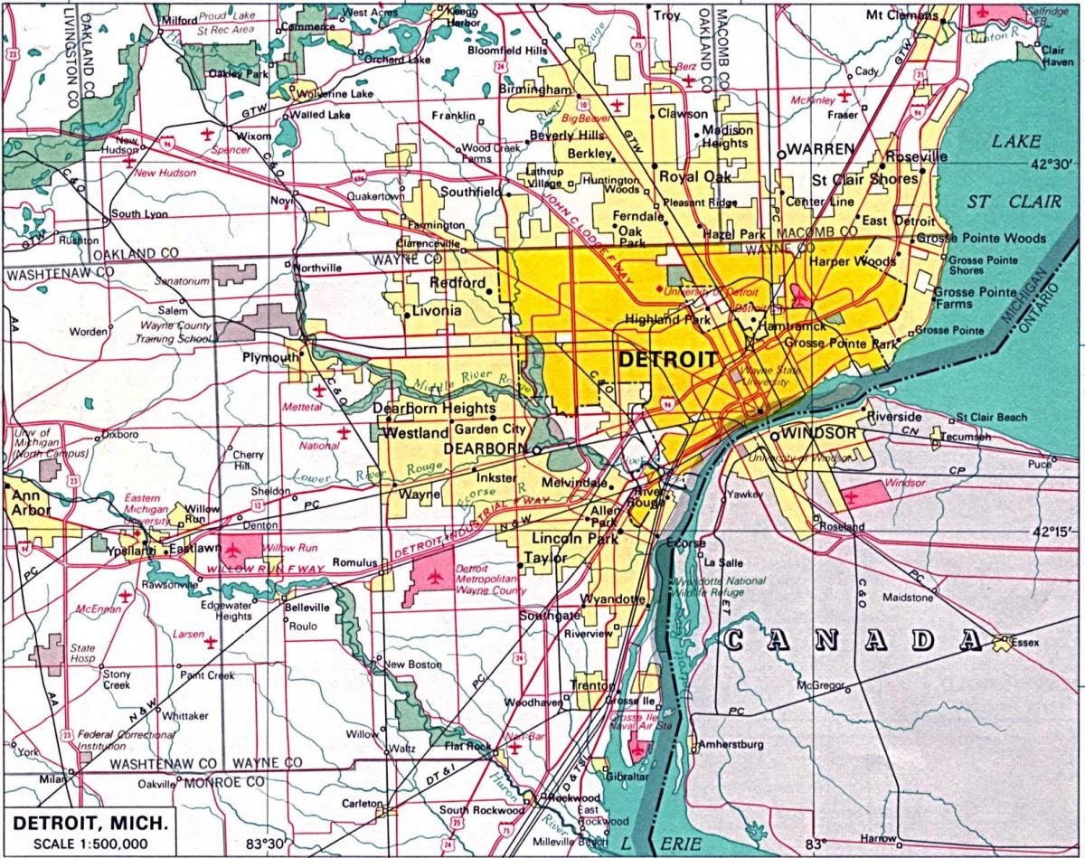 предградие на Детройт картата