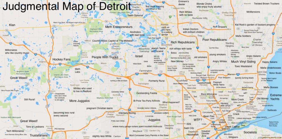 осъжда картата Детройт