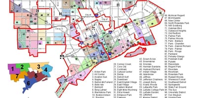 Площ на Детройт картата